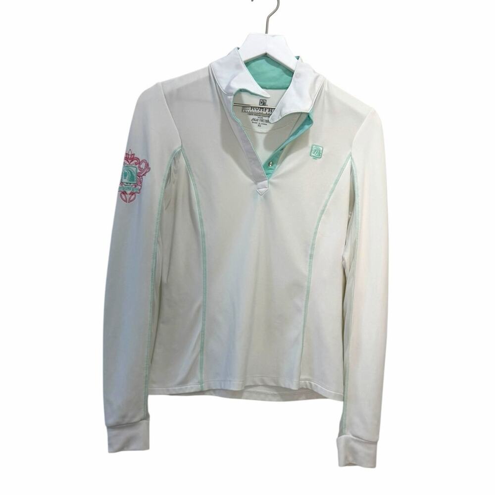 Romfh Equestrian Chill Factor Long Sleeve Riding Shirt White Aqua XS